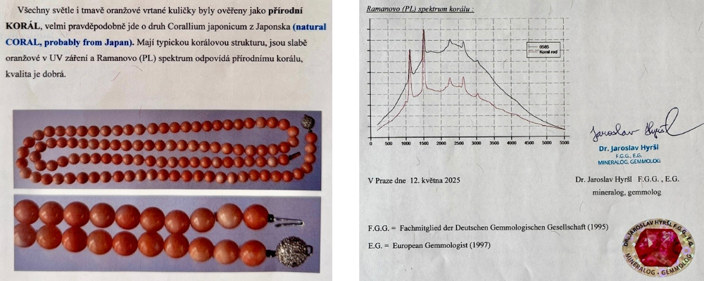 Ramanovo spektrum nebarveného korálu